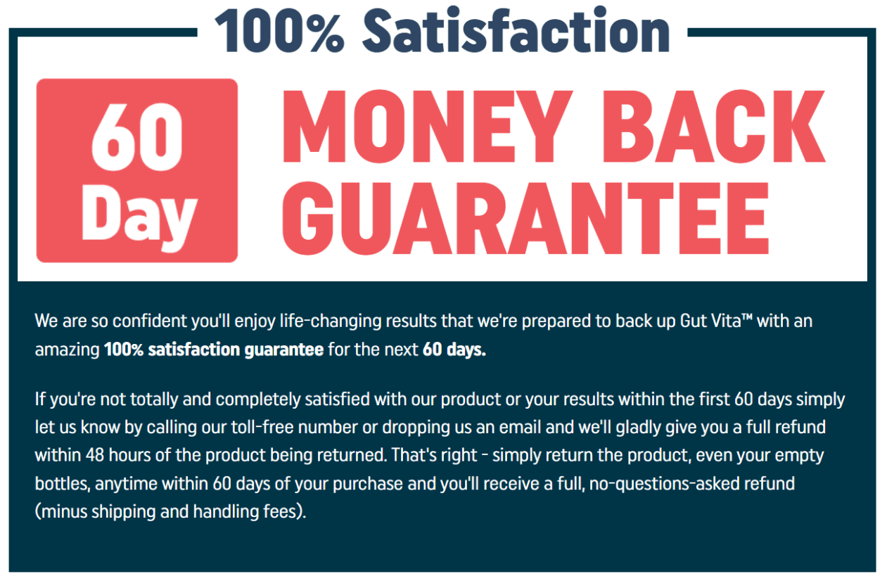 Gut Vita™ 60-Days Money Back Guarantee
